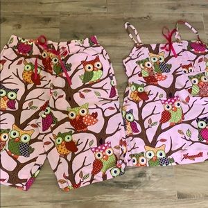 Nick & Nora pink owl pjs 3 pc